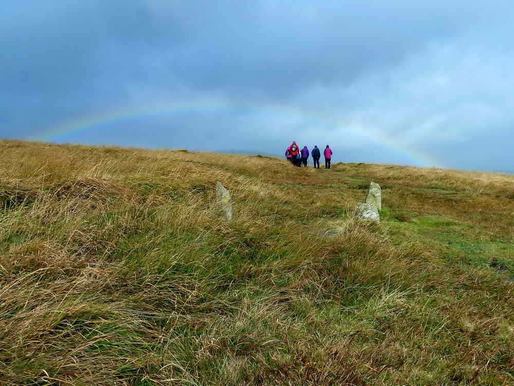 Walking north from The Longstone, along a double stone row, most of which is hard to see