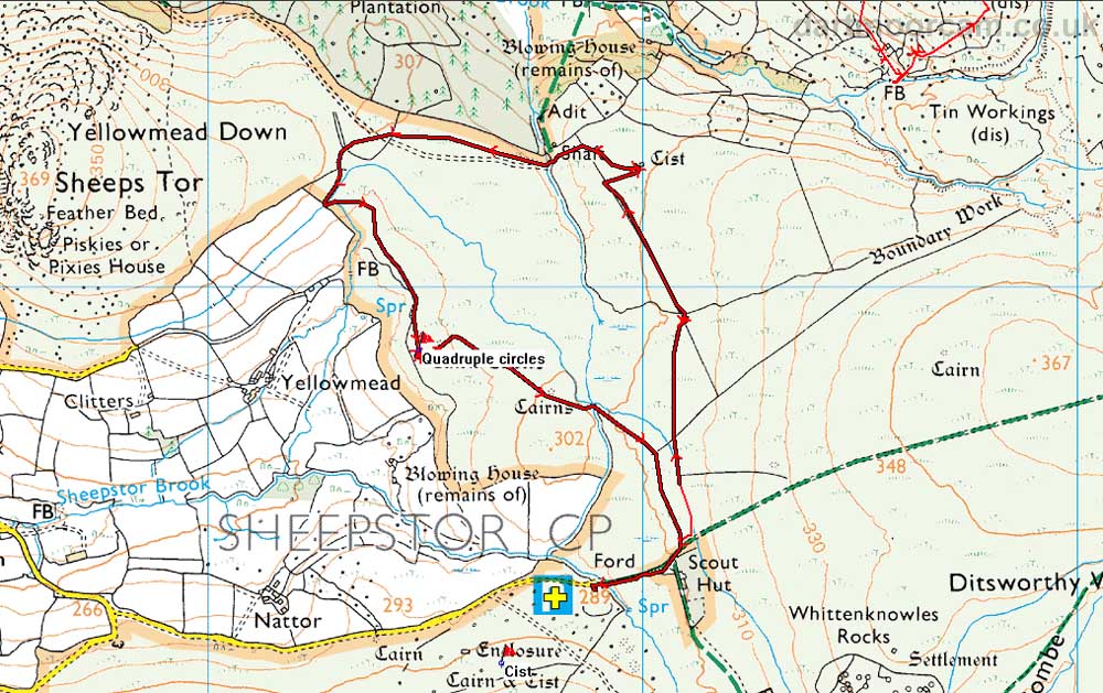 Map of Route -  Crown Copyright -  Ordnance Survey Licence number 100047373