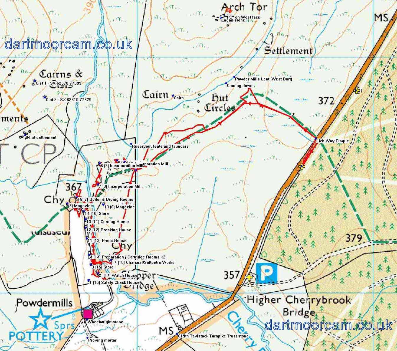 Map of Route -  Crown Copyright -  Ordnance Survey Licence number 100047373