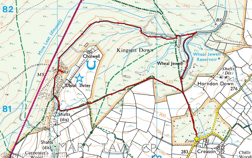 Map of Route -  Crown Copyright -  Ordnance Survey Licence number 100047373