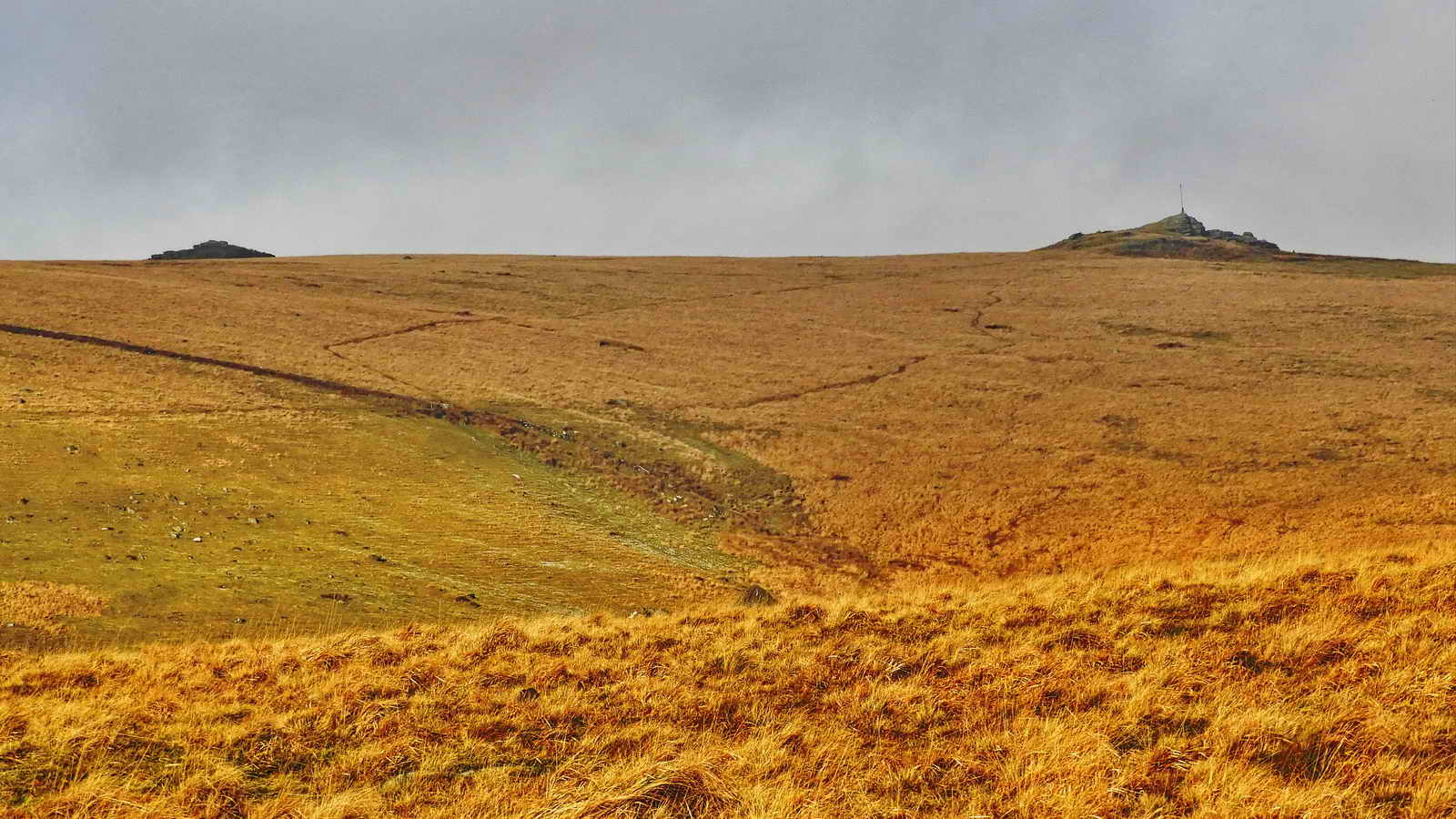 A view across the valley to the Northwest of two of the Beardown Tors