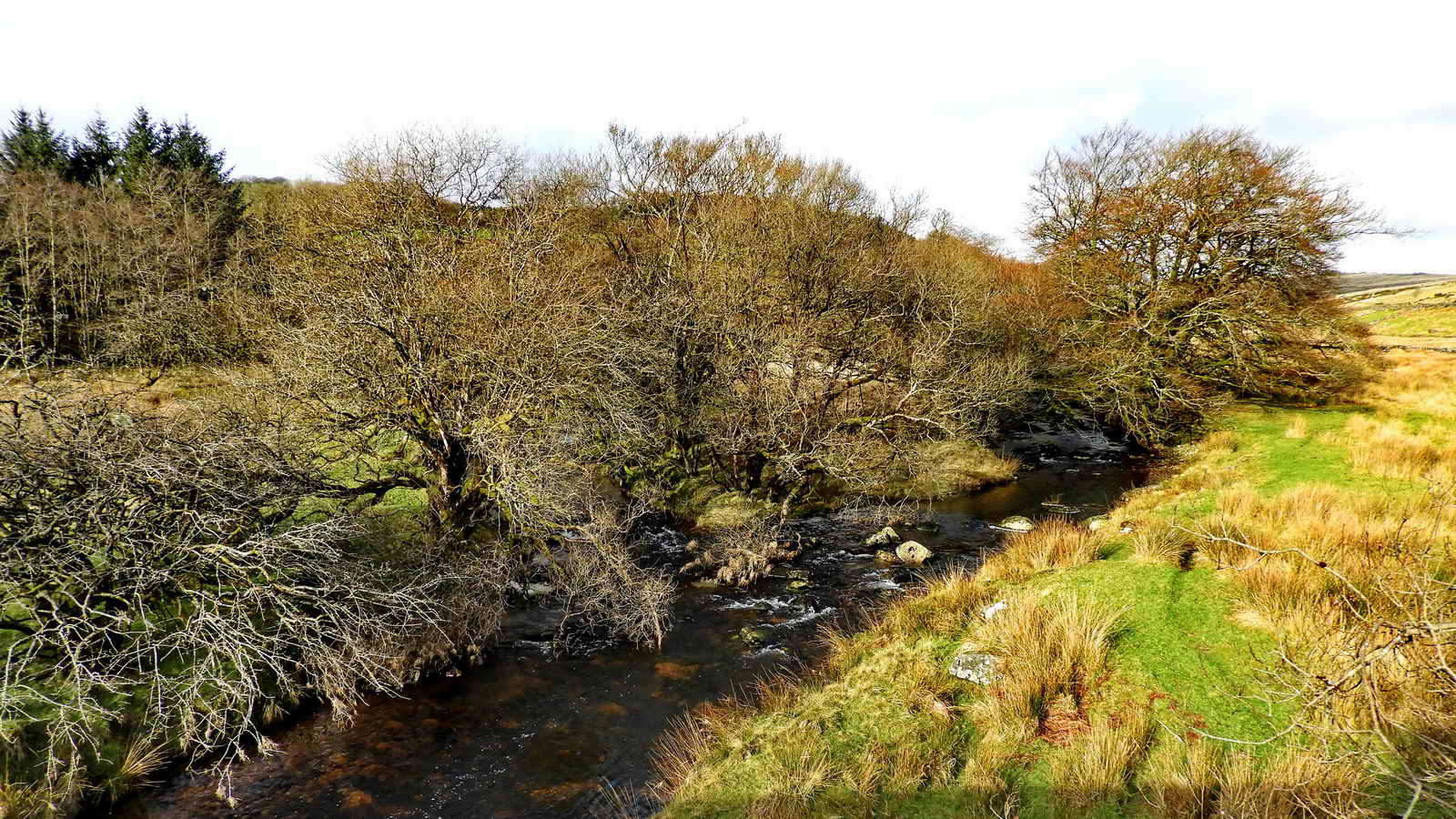 View of the West Dart from the modern road bridge at Two Bridges, opened 1931