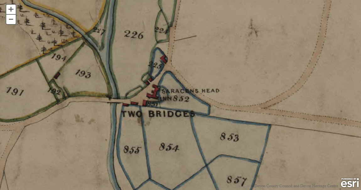 1840 Lydford Tithe Map when the Pub was named the Saracen’s Head